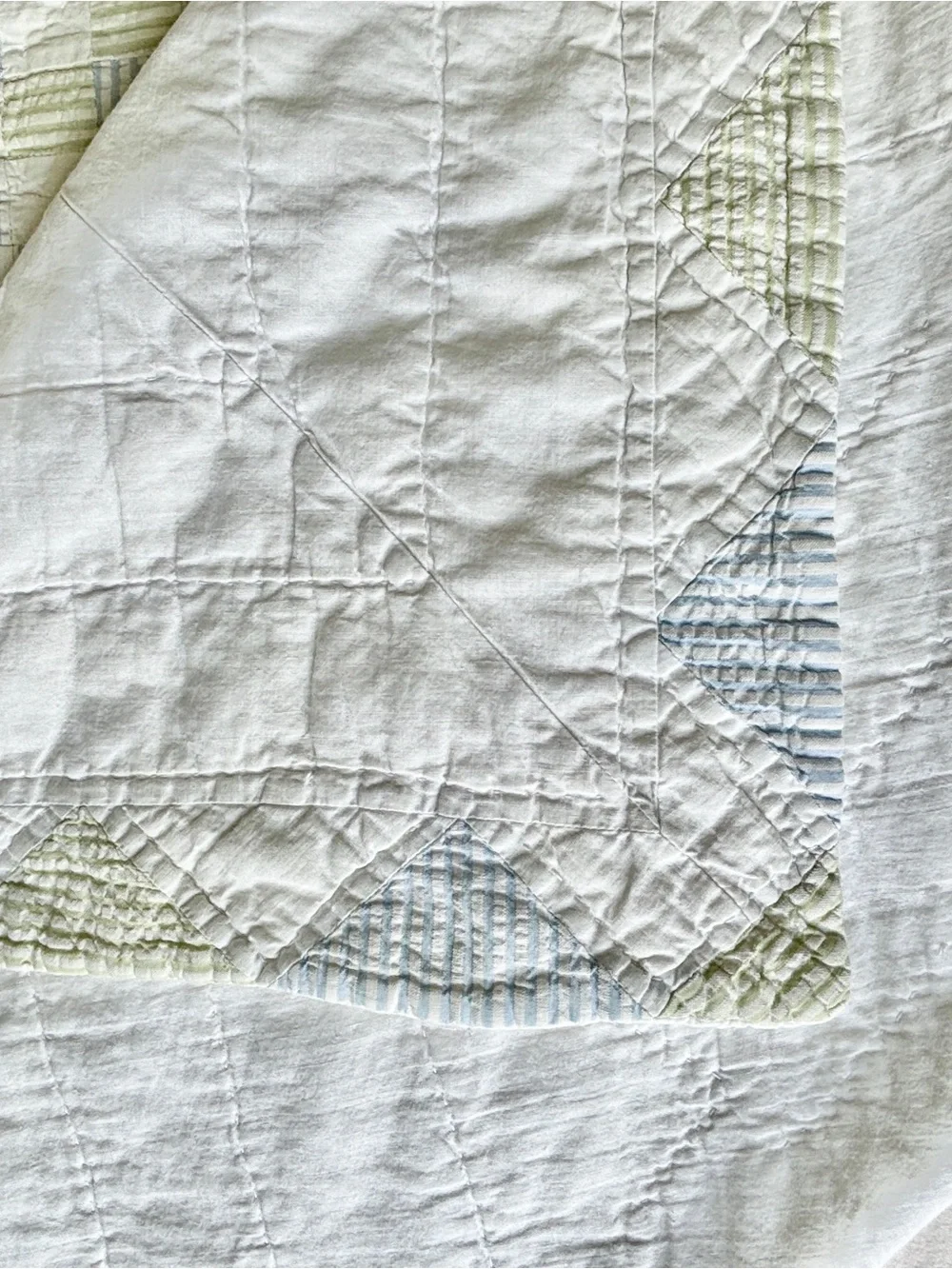 Sea Glass Blue & Green Patchwork Quilt Set with Matching Pillow Shams